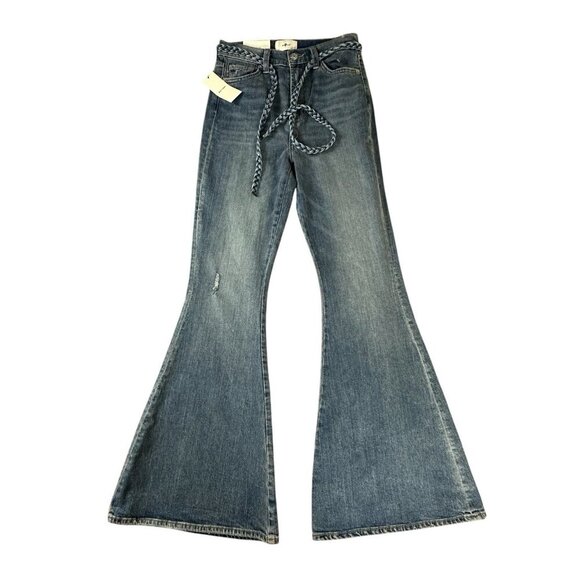 7 For All Mankind Megaflare Womens Jeans Medium Wash High Rise Size 27 NEW NWT - Picture 1 of 16